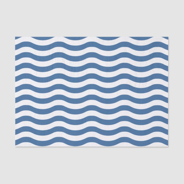 Original elagant Navy Striped Nautical Waves Tissue Paper (Front)