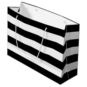 Original Elegant Black and white stripes pattern Large Gift Bag