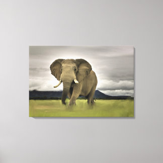 Original Elephant In Long Grass Canvas Print