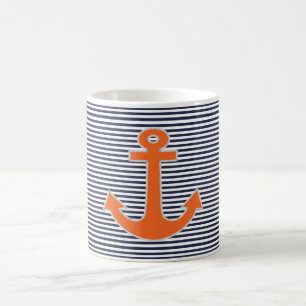 Original Embroidery Anchor Captain Nautical Coffee Mug