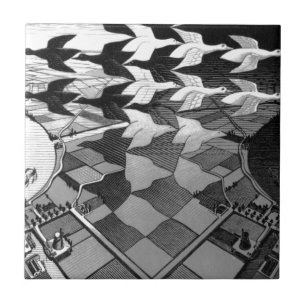 Original famous draw "day and night" ceramic tile