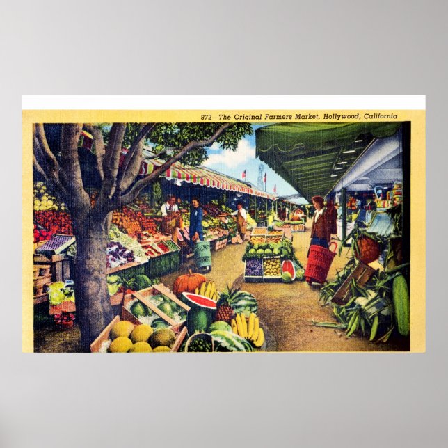 Original Farmer's Market, Hollywood, California Poster (Front)