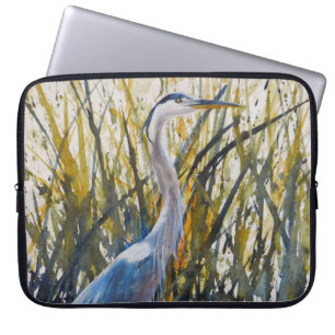 Original Fine Art Blue Heron In The Weeds Laptop Sleeve