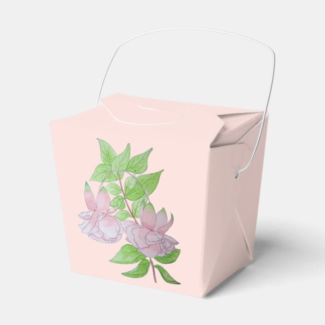 original floral design of pretty pink flowers favour box (Front Side)