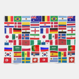 Original FOOTBALL SOCCER TEAM FLAGS 2018 pattern Tea Towel