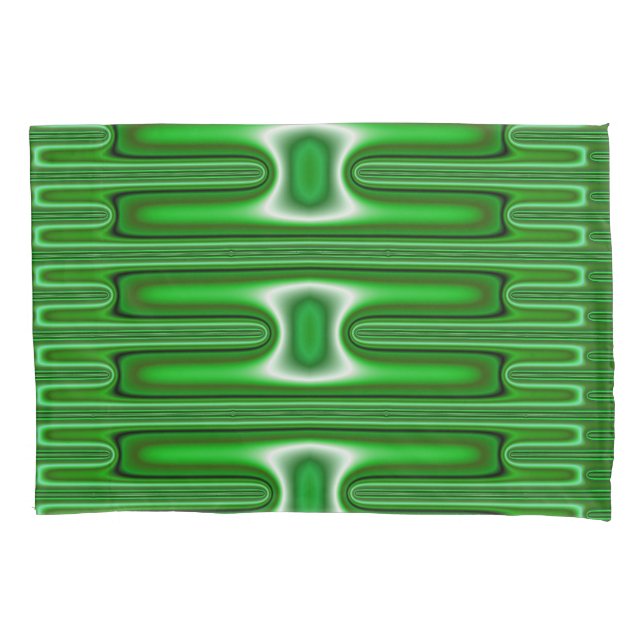 ~ Original Fractal ~ White Green Black ~  Pillowcase (Front)