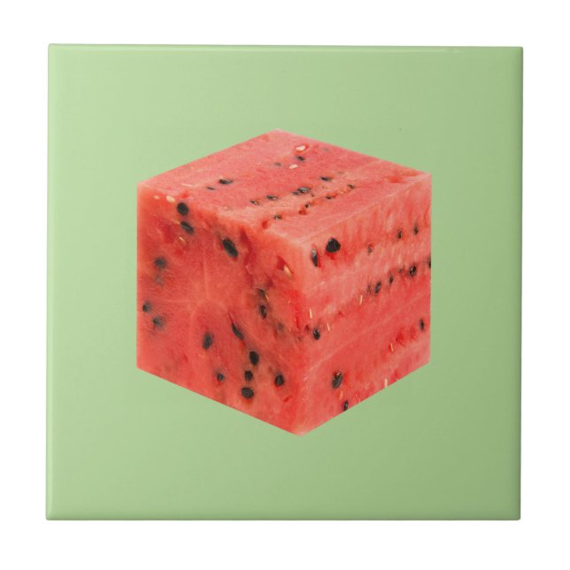 Original Fresh Sweet Red Watermelon Food Cube Ceramic Tile (Front)