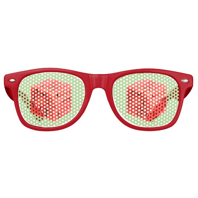Original Fresh Sweet Red Watermelon Food Cube Retro Sunglasses (Front)