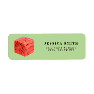 Original Fresh Sweet Red Watermelon Food Cube Return Address Label