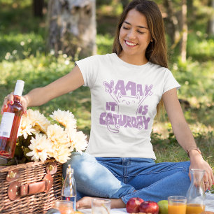 Original Fun Happy Cat Pun It Is Caturday Saturday T-Shirt