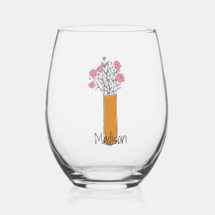 Original Fun Quirky Flower Stemless Wine Glass