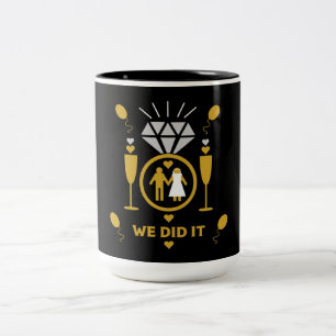 Original Funny Engagement Congratulations    Two-Tone Coffee Mug