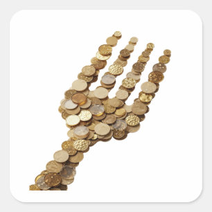 Original Gold HAND OF MONEY Decal Design Square Sticker
