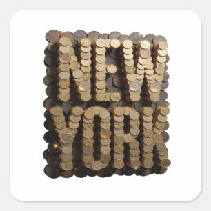 Original Gold NEW YORK Vinyl Style Square Sticker