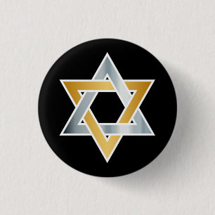 Original gold silver Star of David symbol 3 Cm Round Badge