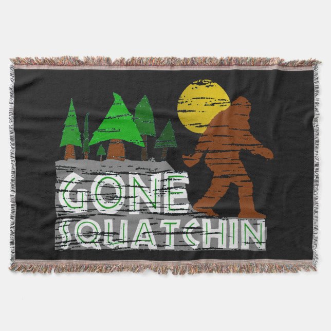 Original Gone Squatchin Design Throw Blanket (Front)