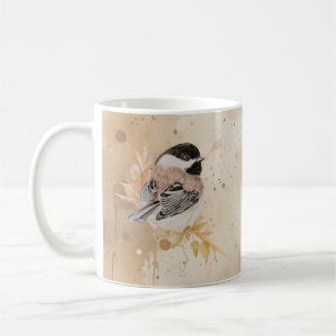 Original Hand Painted Watercolor Chickadee Bird Coffee Mug