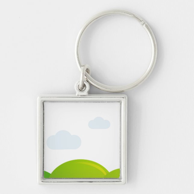 Original handdrawn keychaine : silver key ring (Front)