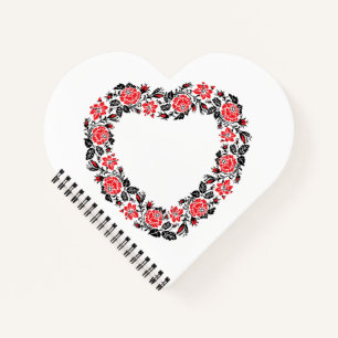 Original Heart of cross-stitch red rose flowers Notebook