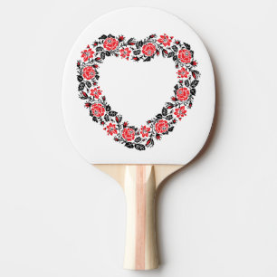 Original Heart of cross-stitch red rose flowers Ping Pong Paddle