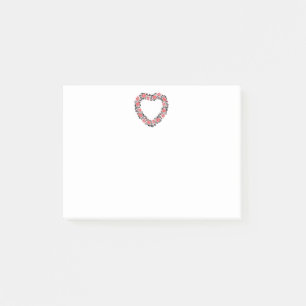 Original Heart of cross-stitch red rose flowers Post-it Notes