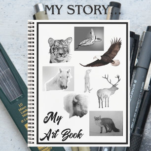 Original Horse Spirit Animal Black White Drawing Notebook