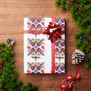 Original Hungarian Matyo Kitchen Blessing Wrapping Paper