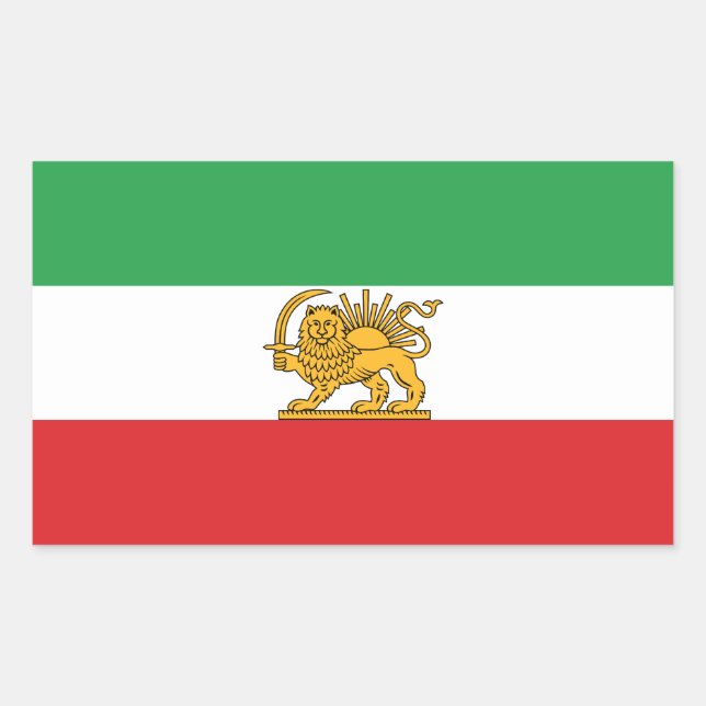 Original Iranian Lion and Sun Historic Flag Rectangular Sticker (Front)