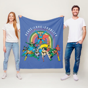 Original Justice League - Peace, Love, Equality Fleece Blanket