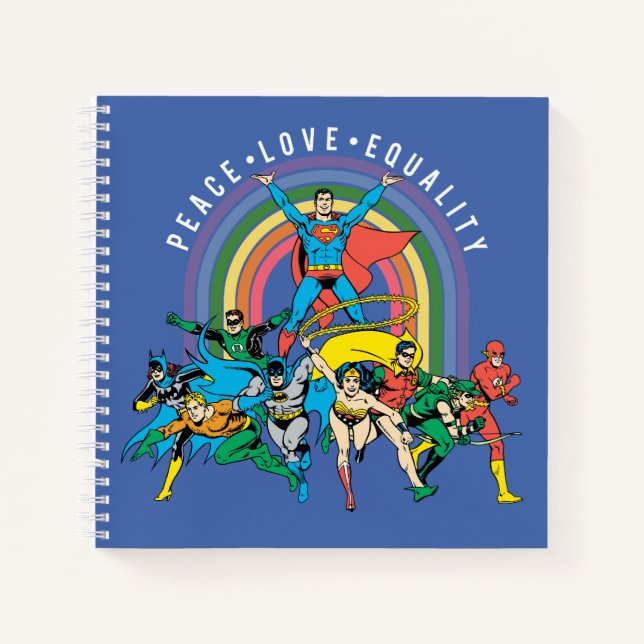 Original Justice League - Peace, Love, Equality Notebook (Front)