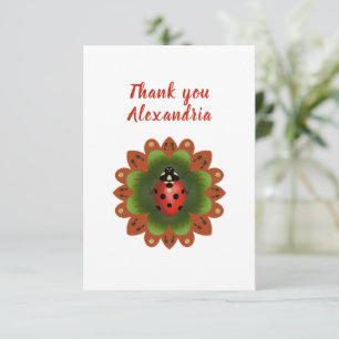 Original Ladybug Red White and Green Thank You Card