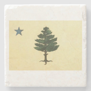 Original Maine State Pine Tree Flag Marble Coaster