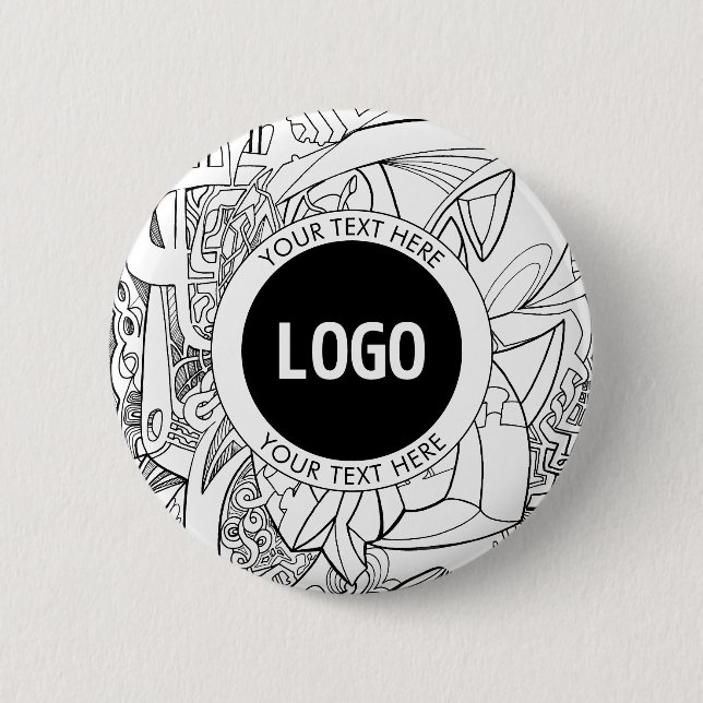 Original Modern Line Artwork & Your Logo 6 Cm Round Badge (Front)