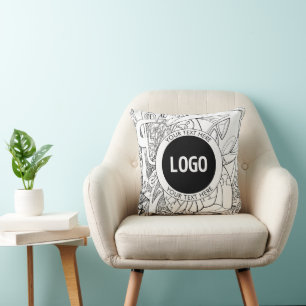 Original Modern Line Artwork & Your Logo Cushion