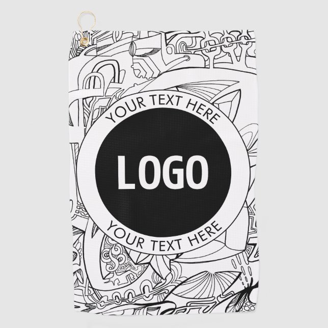 Original Modern Line Artwork & Your Logo Golf Towel (Front)