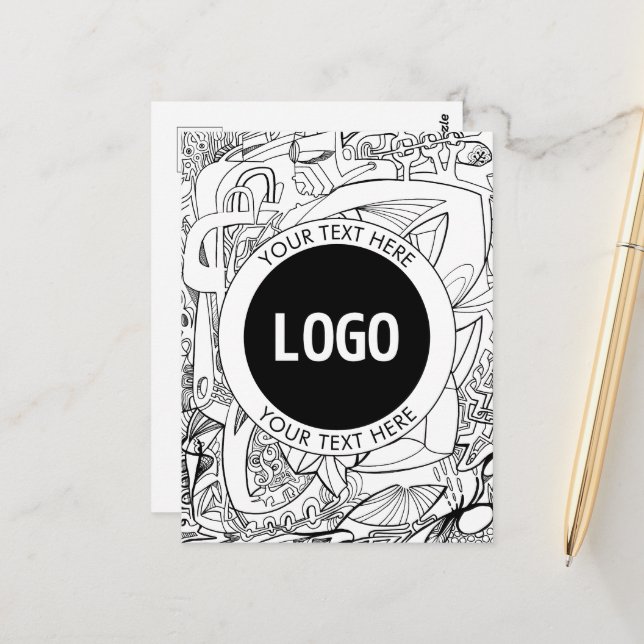 Original Modern Line Artwork & Your Logo Postcard (Front/Back In Situ)