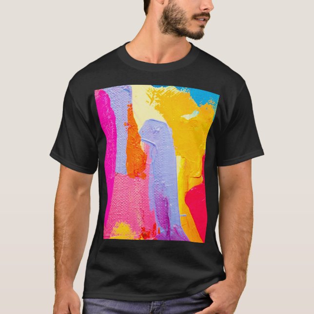 Original Oil Painting: Colourful Abstract T-Shirt (Front)
