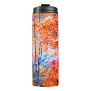 Original oil painting showing beautiful autumn lan thermal tumbler