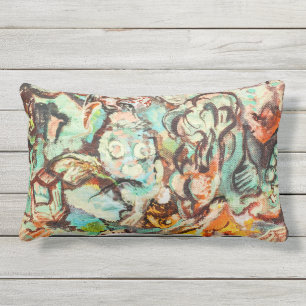 Original Painting Abstract Outdoor Lumbar Pillow