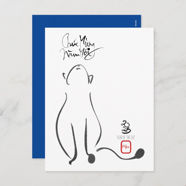 Original painting Cat Vietnamese New Year 2023 VHP Holiday Postcard (Front/Back)