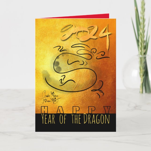 Original painting Dragon Vietnamese New Year 2024 Holiday Card (Front)