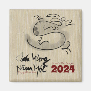 Original Painting Dragon Vietnamese New Year 2024 Magnet