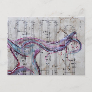 Original Painting Horse on Song sheet Postcard