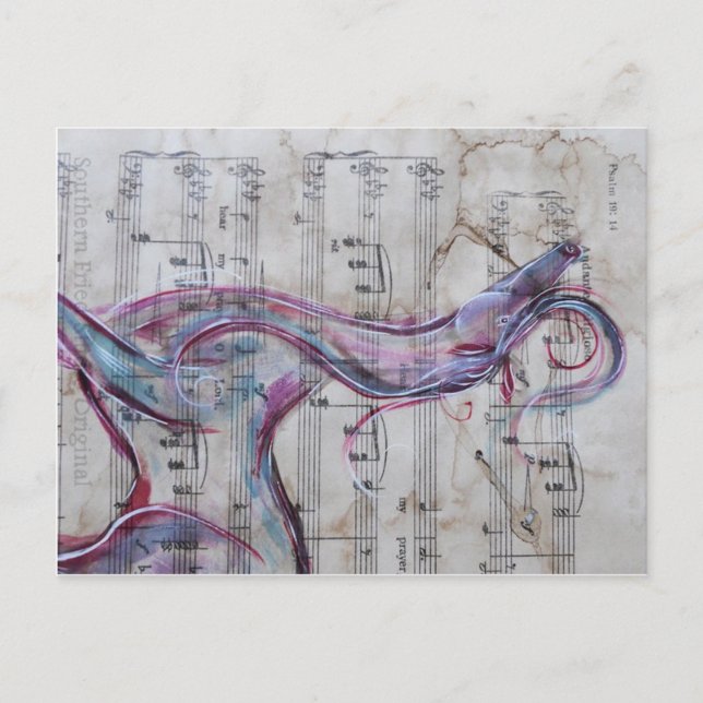 Original Painting Horse on Song sheet Postcard (Front)