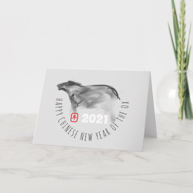 Original Painting OX Chinese New Year 2021 GC Holiday Card (Front)