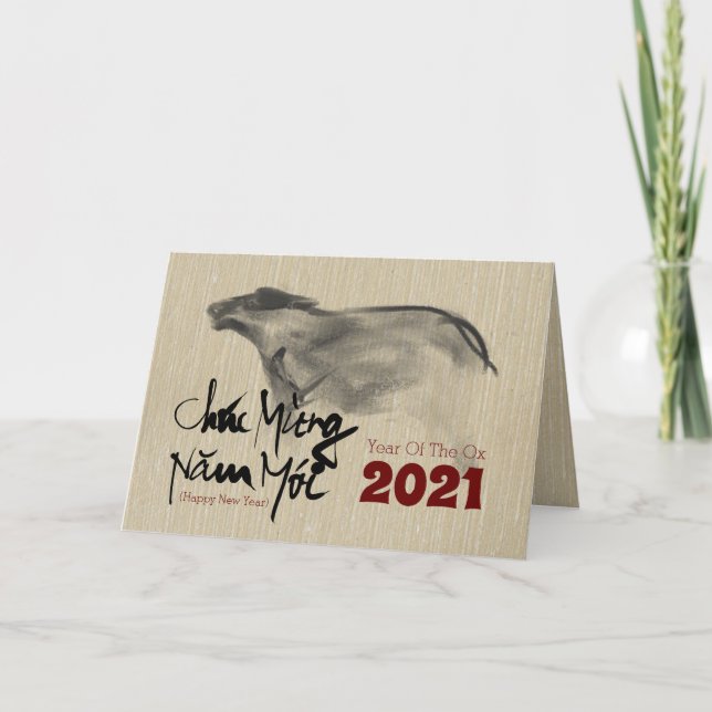 Original Painting OX Vietnamese New Year 2021 GC Holiday Card (Front)
