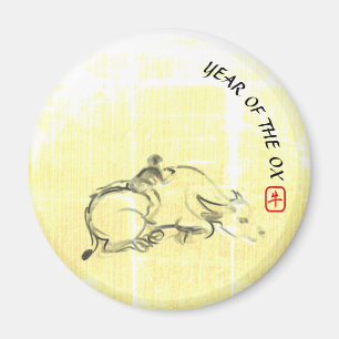 Original painting Water Buffalo Child Ox Year RRM Magnet