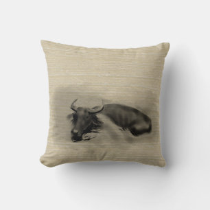 Original Painting Water Buffalo Ox New Year SqP Cushion