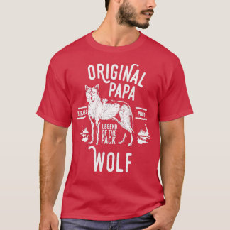Original Papa Wolf Leader of the Pack Fathers Day  T-Shirt