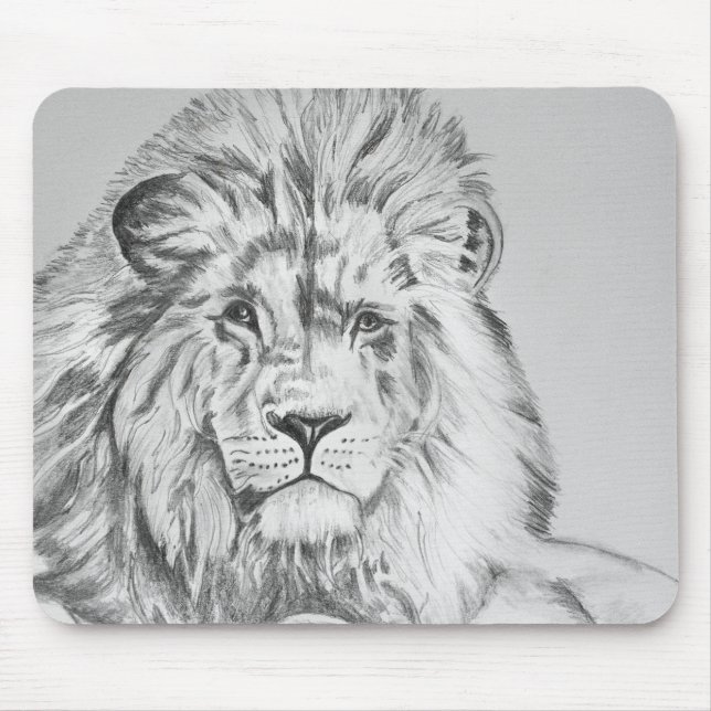 Original Pencil sketch Drawing of a Lion   Mouse Pad (Front)